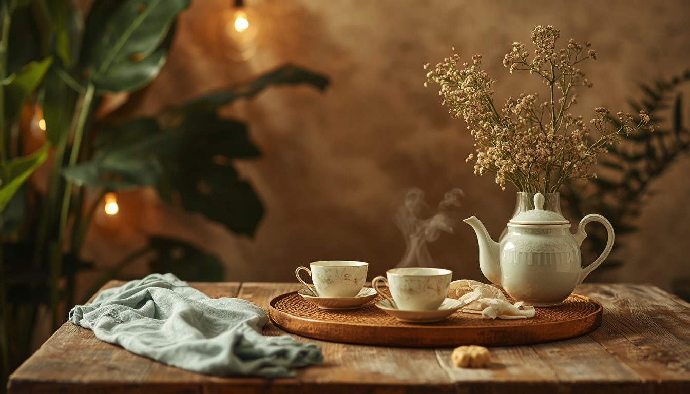 Warm evening tea ritual illustration by Movementaenergyi